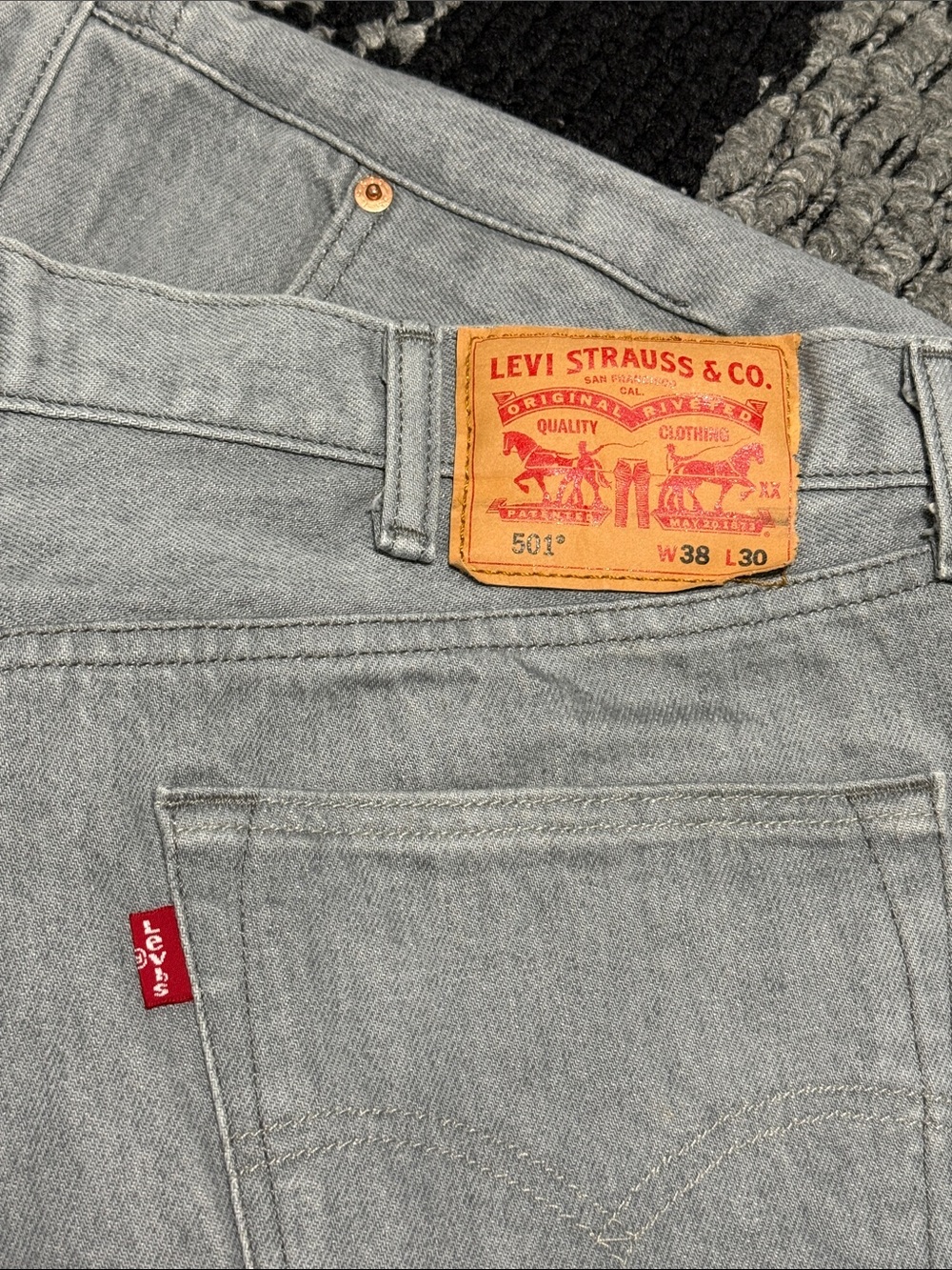 Levi's 501 Original Fit Straight Leg Men's Jeans 38 Gray Marbled Classic Denim - Picture 5 of 8